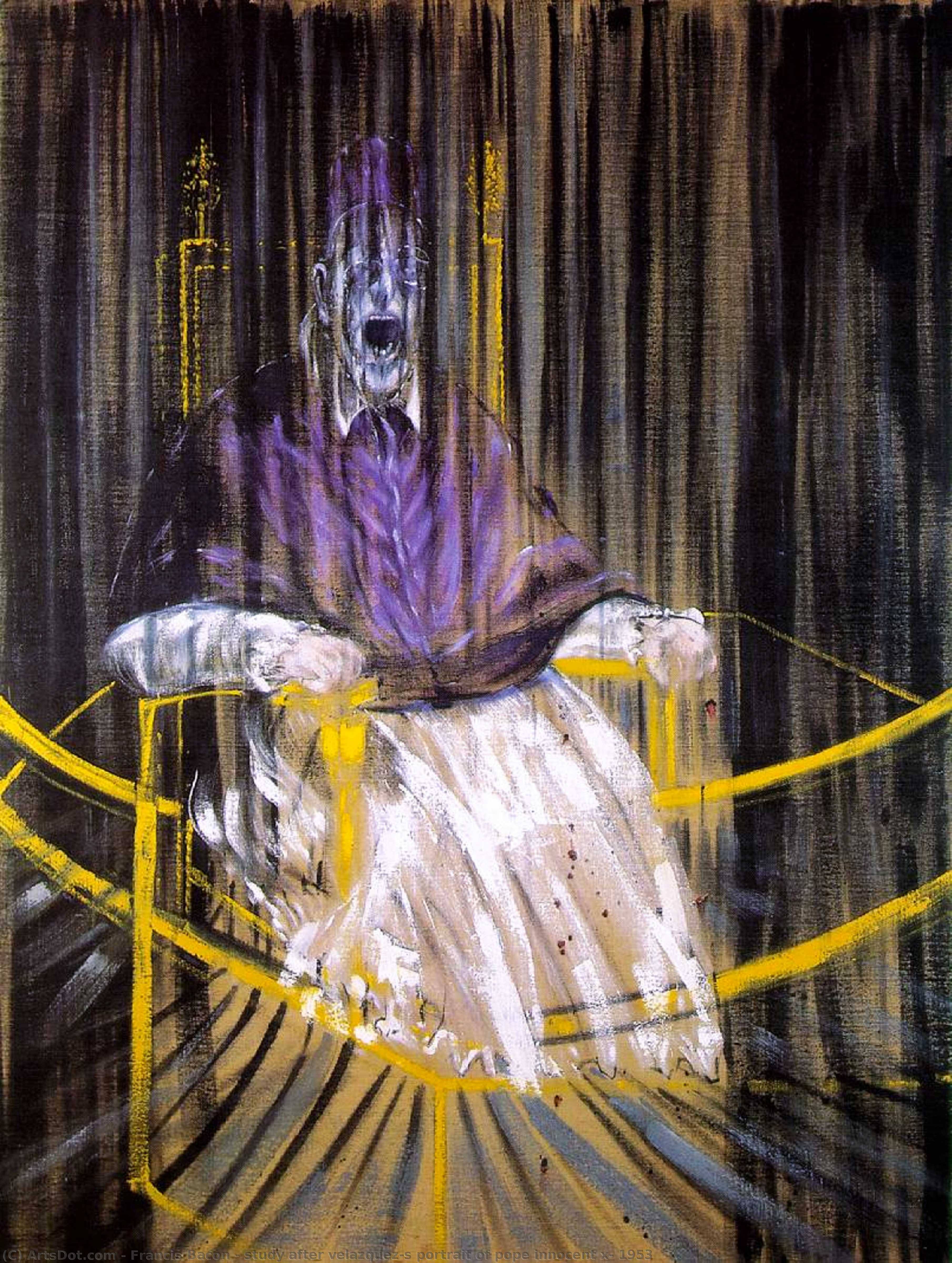  Museum Art Reproductions study after velazquez`s portrait of pope innocent x, 1953, 1953 by Francis Bacon (Inspired By) (1909-1992, Ireland) | ArtsDot.com