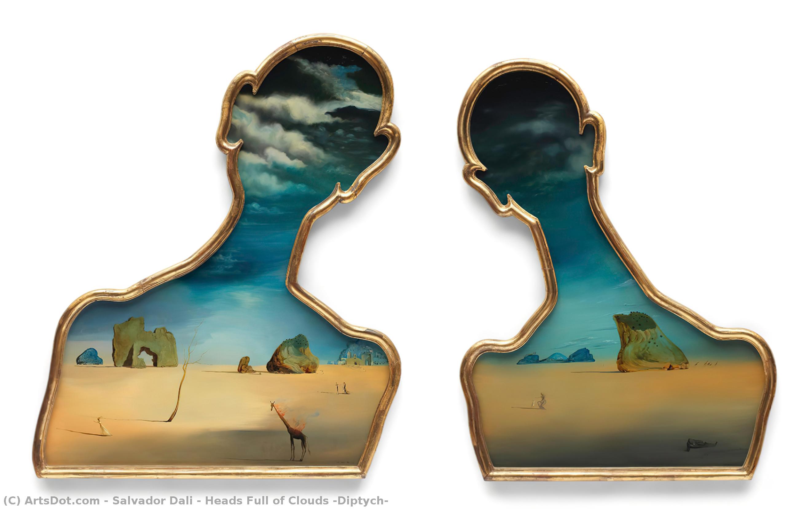 Paintings Reproductions Heads Full of Clouds (Diptych), 1936 by Salvador Dali (Inspired By) (1904-1989, Spain) | ArtsDot.com
