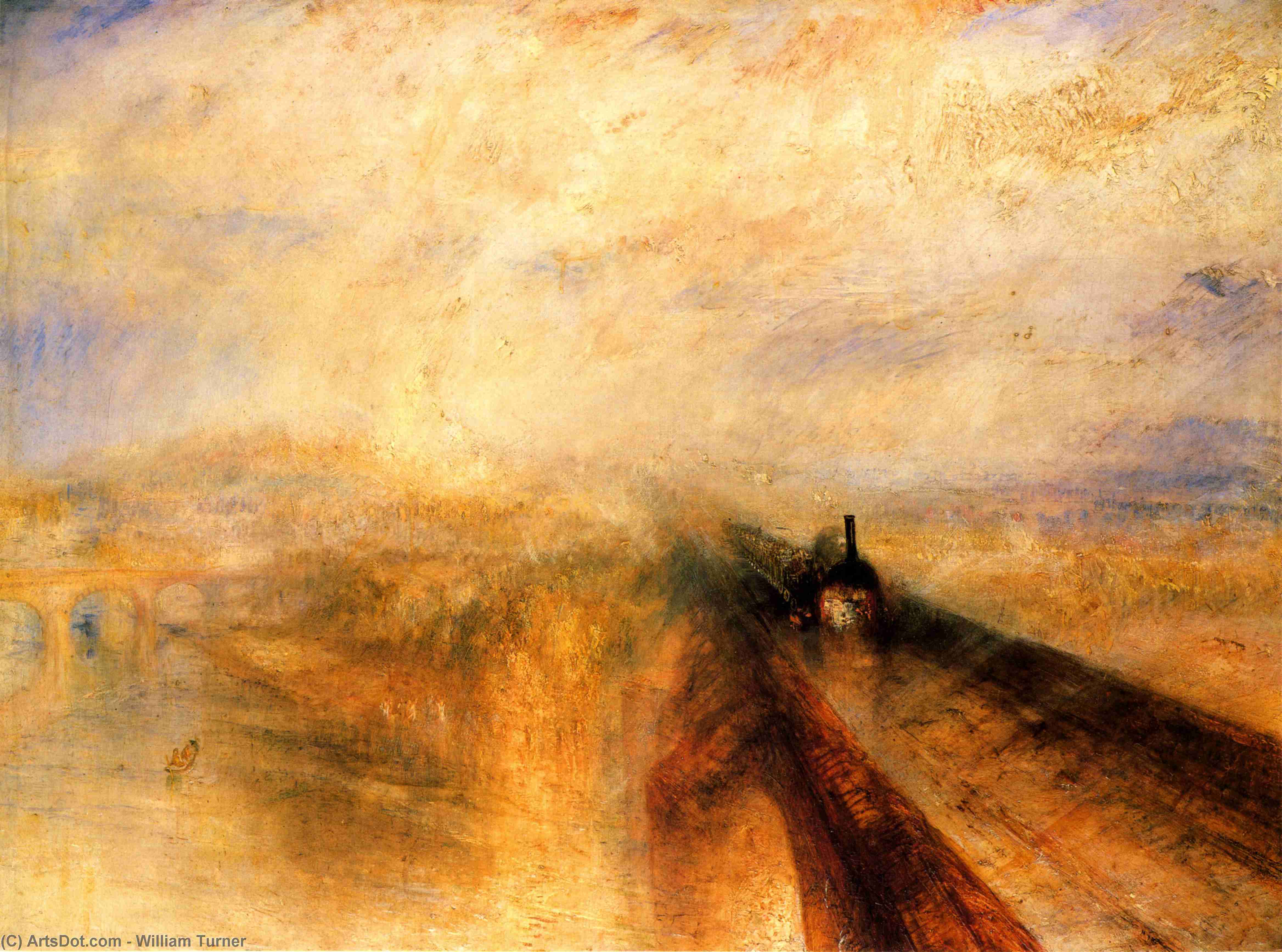 Oil Painting Replica Rain Steam and Speed, The Great Western Railway by William Turner (1775-1851, United Kingdom) | ArtsDot.com