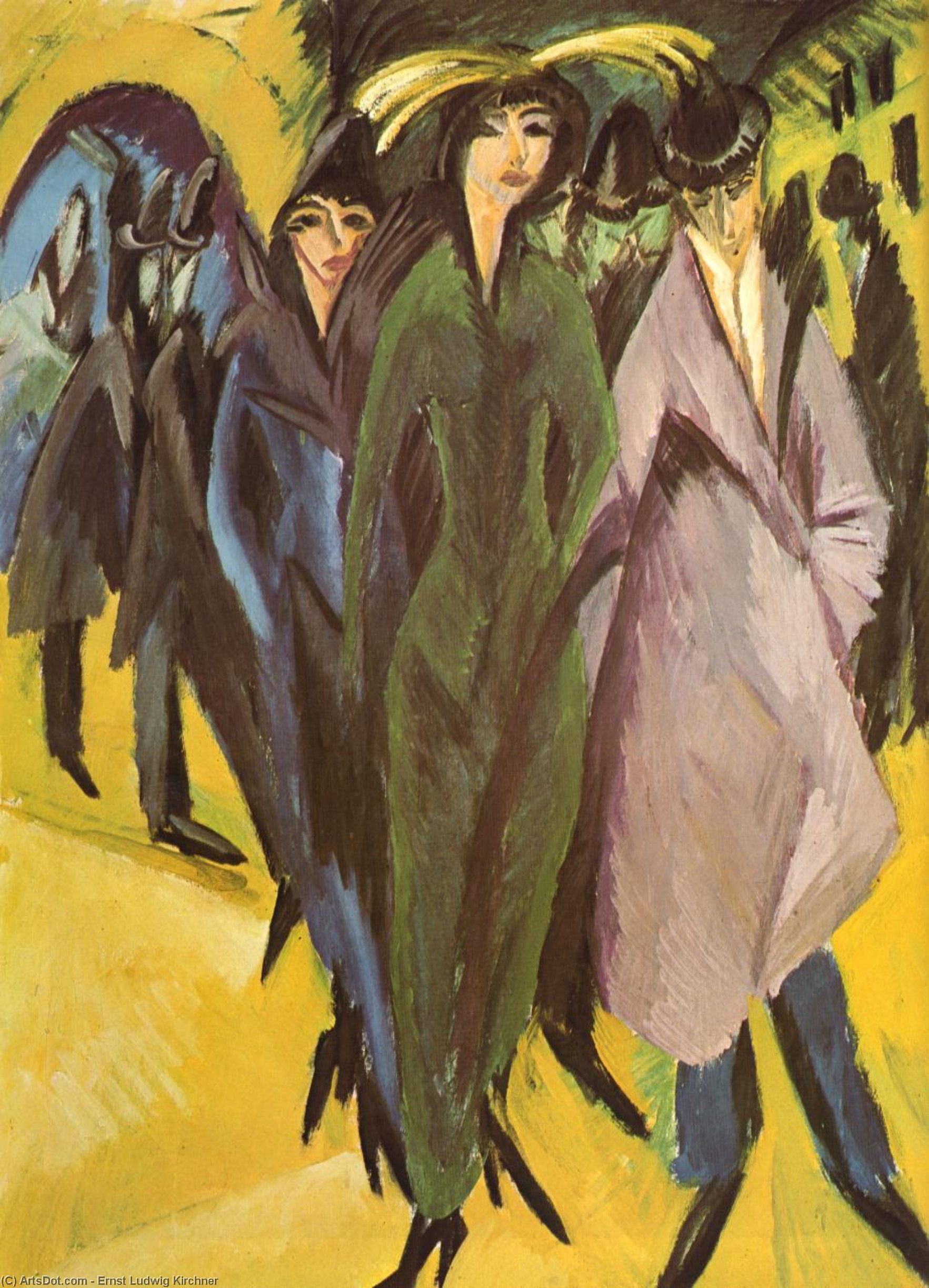  Artwork Replica Women in the street by Ernst Ludwig Kirchner (1880-1938, Germany) | ArtsDot.com