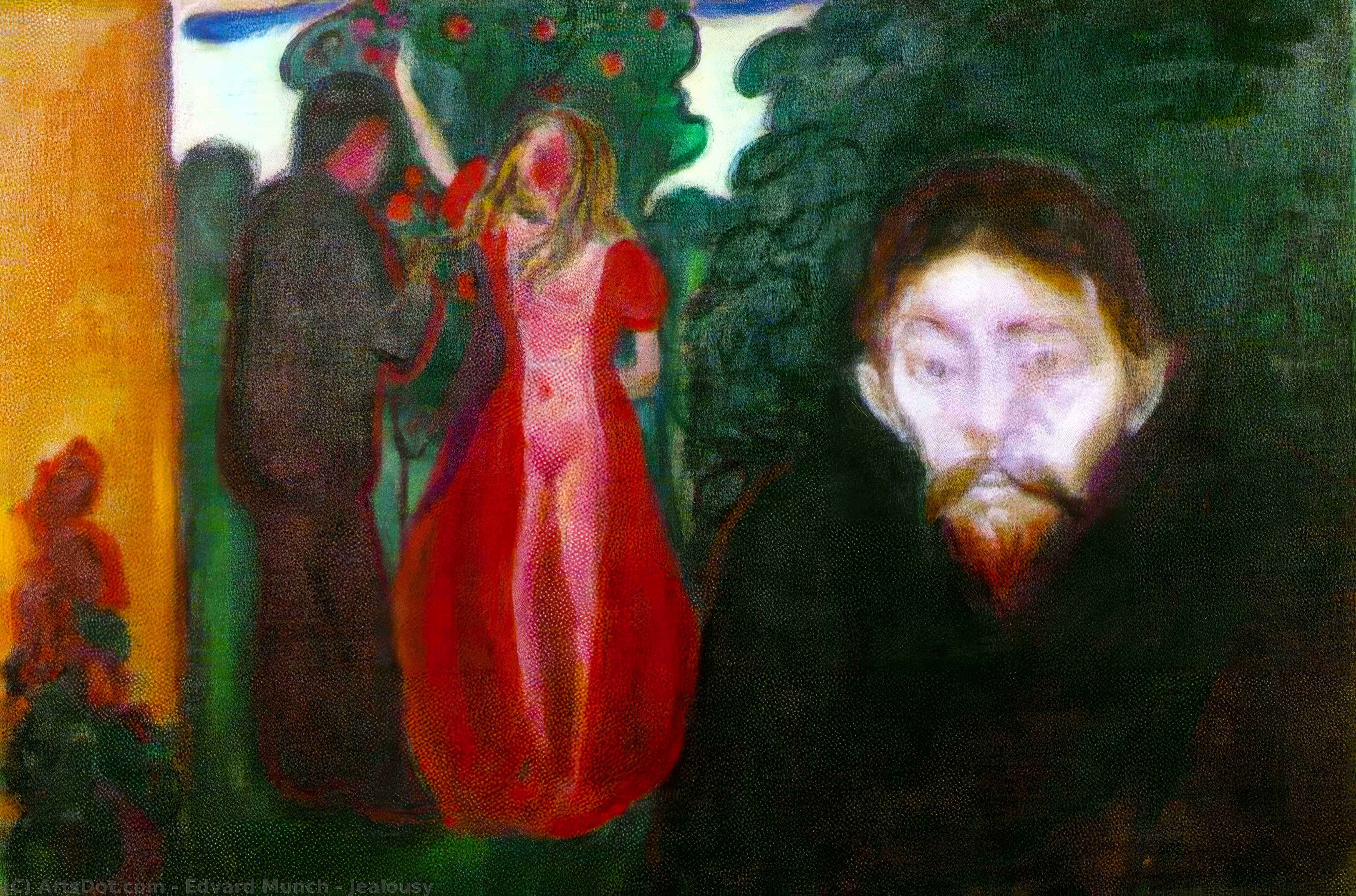  Oil Painting Replica Jealousy, 1895 by Edvard Munch (1863-1944, Sweden) | ArtsDot.com