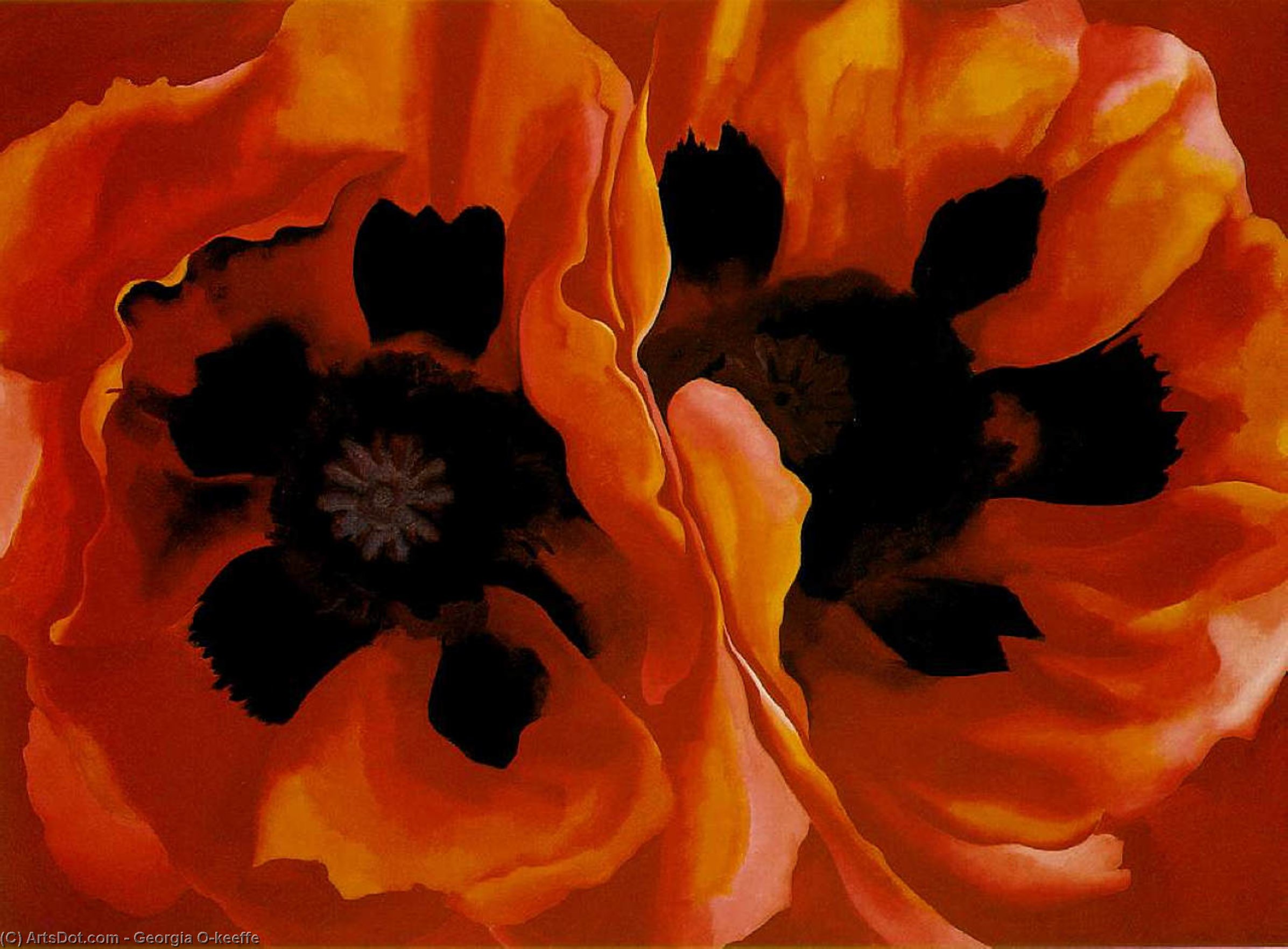  Oil Painting Replica Oriental Poppies by Georgia Totto O'keeffe (Inspired By) (1887-1986, United States) | ArtsDot.com