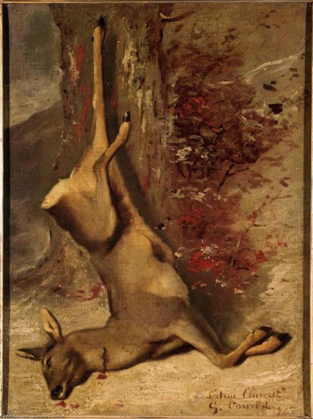  Artwork Replica The Deer, 1876 by Gustave Courbet (1819-1877, France) | ArtsDot.com