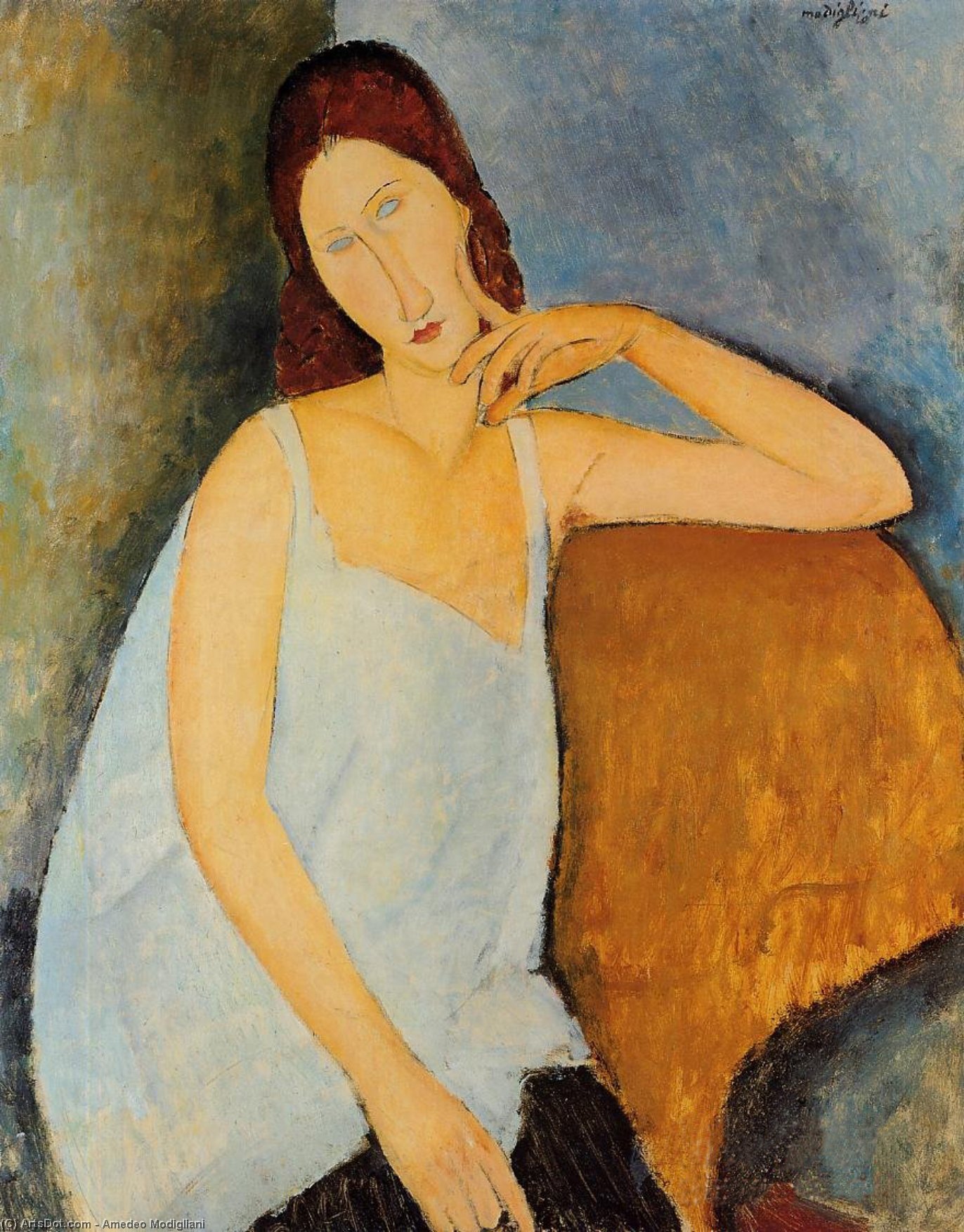  Artwork Replica Portrait of Jeanne Hebuterne, 1918 by Amedeo Clemente Modigliani (1884-1920, Italy) | ArtsDot.com