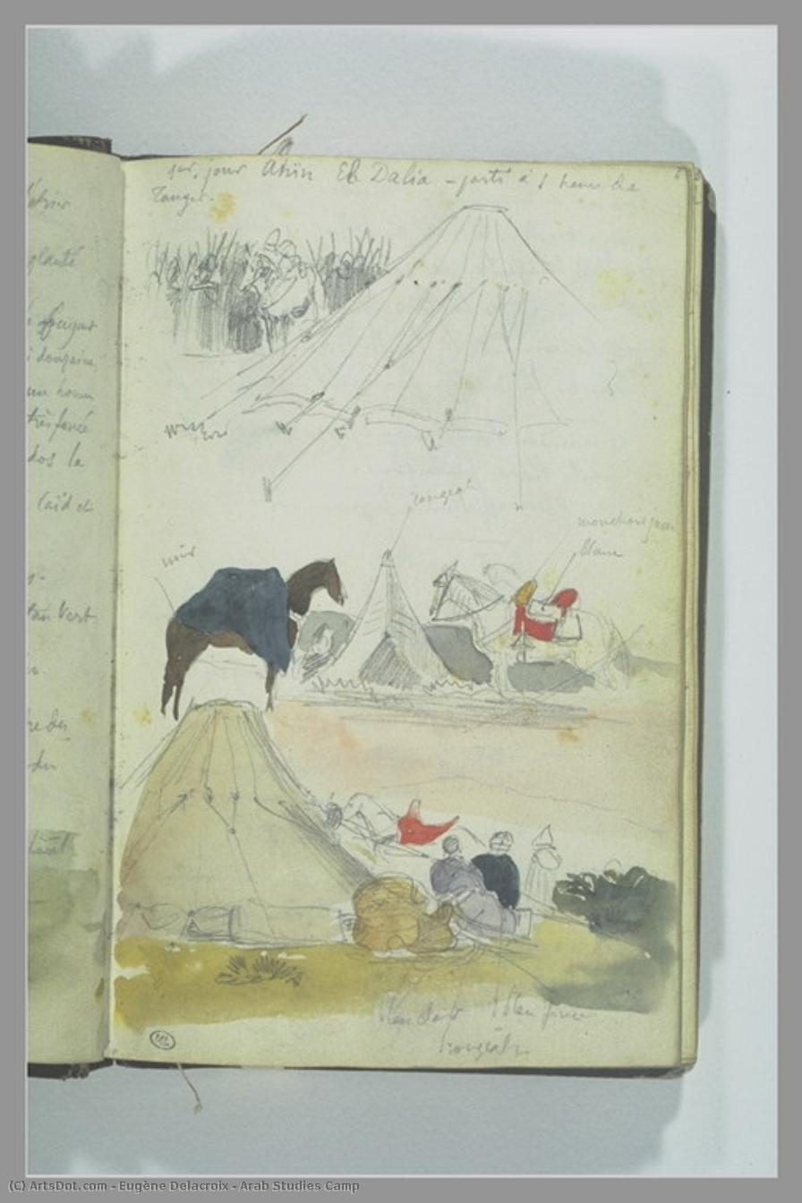  Artwork Replica Arab Studies Camp by Eugène Delacroix (1798-1863, France) | ArtsDot.com