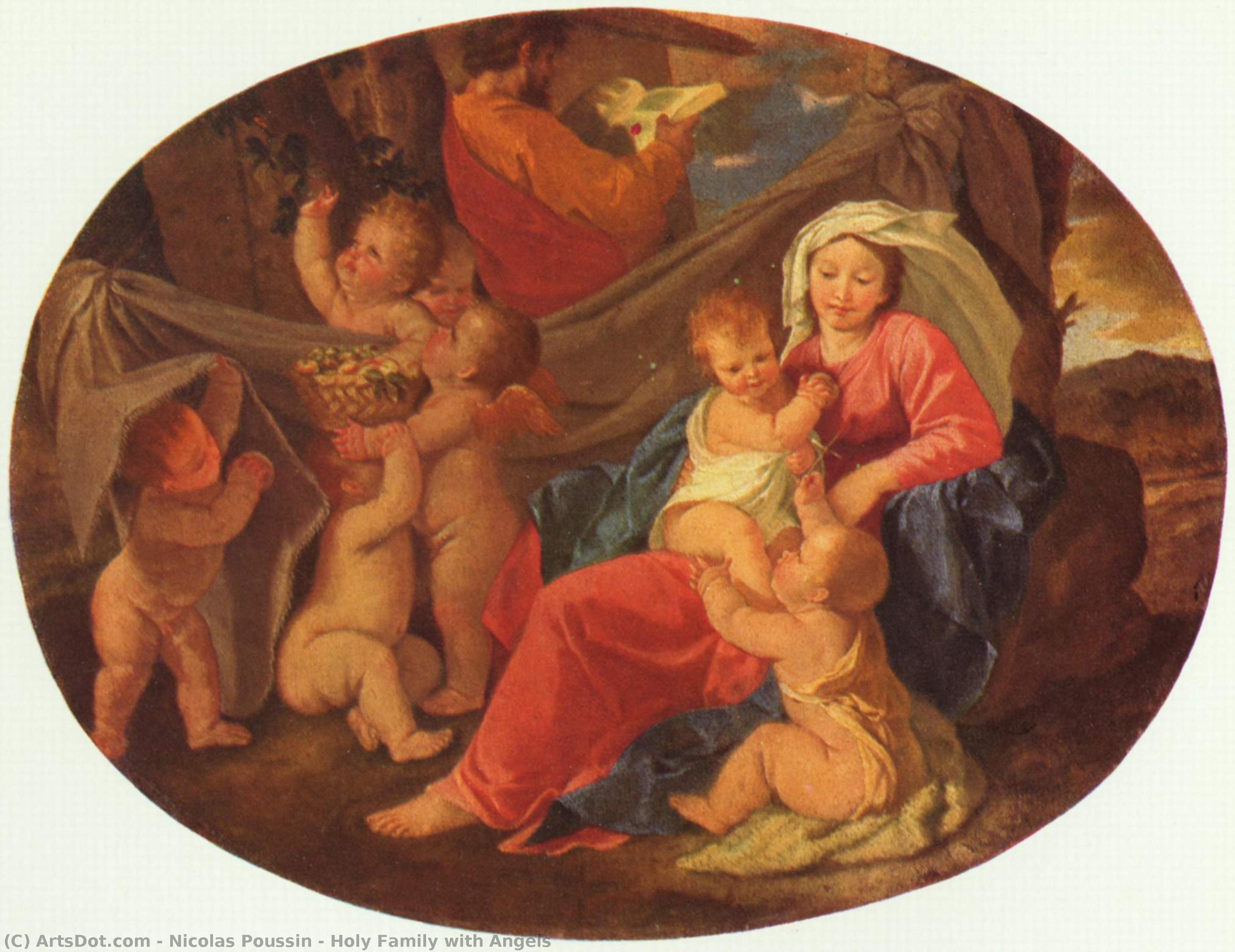  Artwork Replica Holy Family with Angels, 1630 by Nicolas Poussin (1594-1665, France) | ArtsDot.com