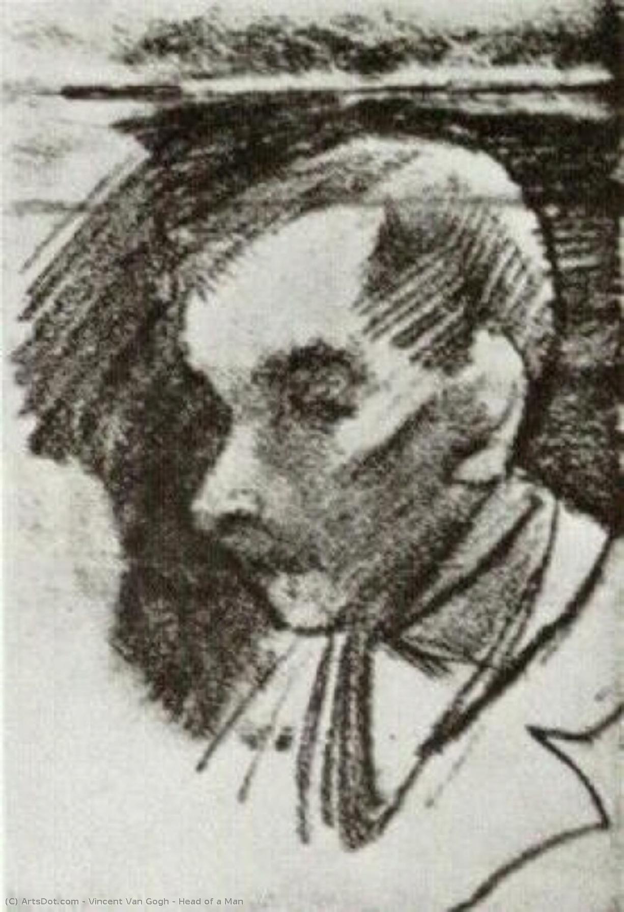  Art Reproductions Head of a Man, 1886 by Vincent Van Gogh (1853-1890, Netherlands) | ArtsDot.com