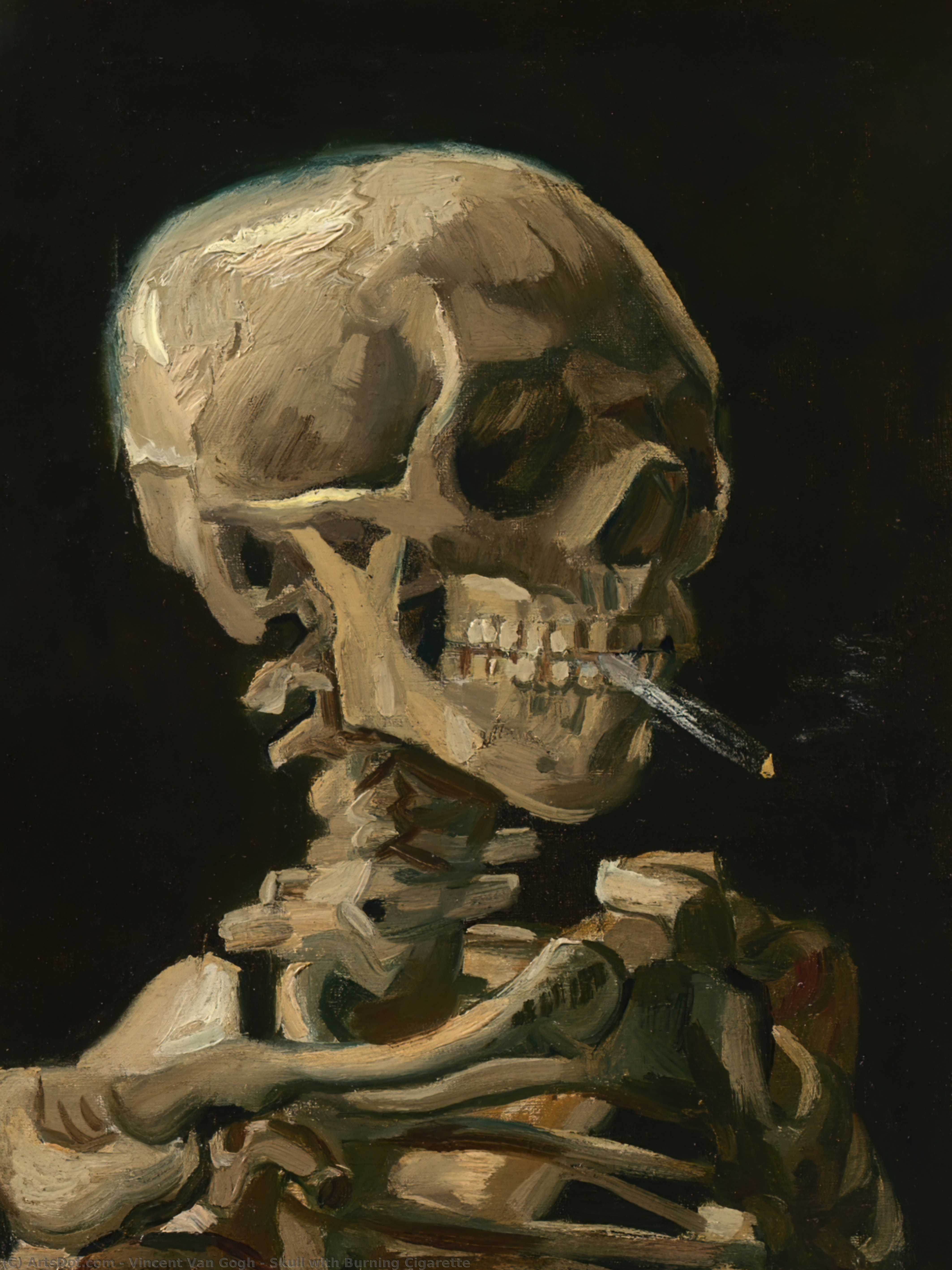  Art Reproductions Skull with Burning Cigarette, 1886 by Vincent Van Gogh (1853-1890, Netherlands) | ArtsDot.com