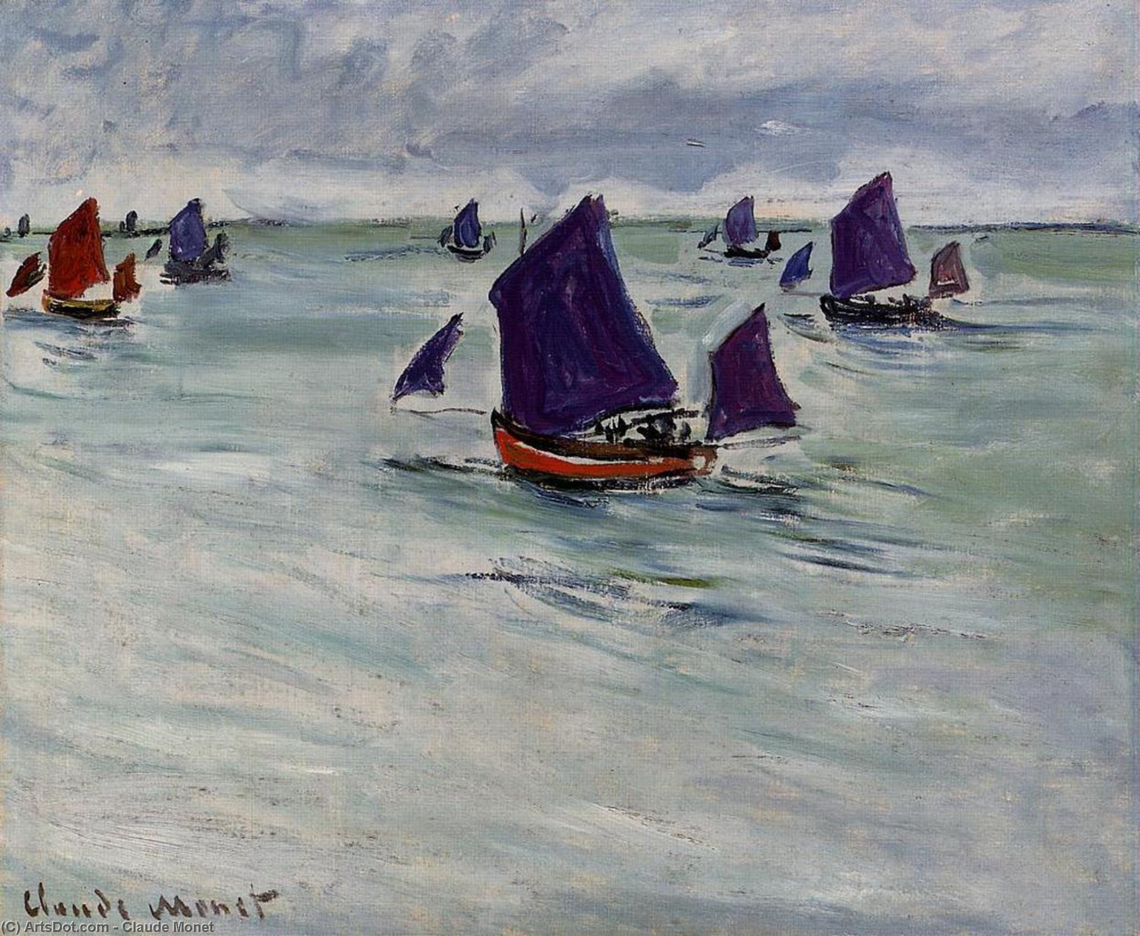  Museum Art Reproductions Fishing Boats off Pourville, 1882 by Claude Monet (1840-1926, France) | ArtsDot.com