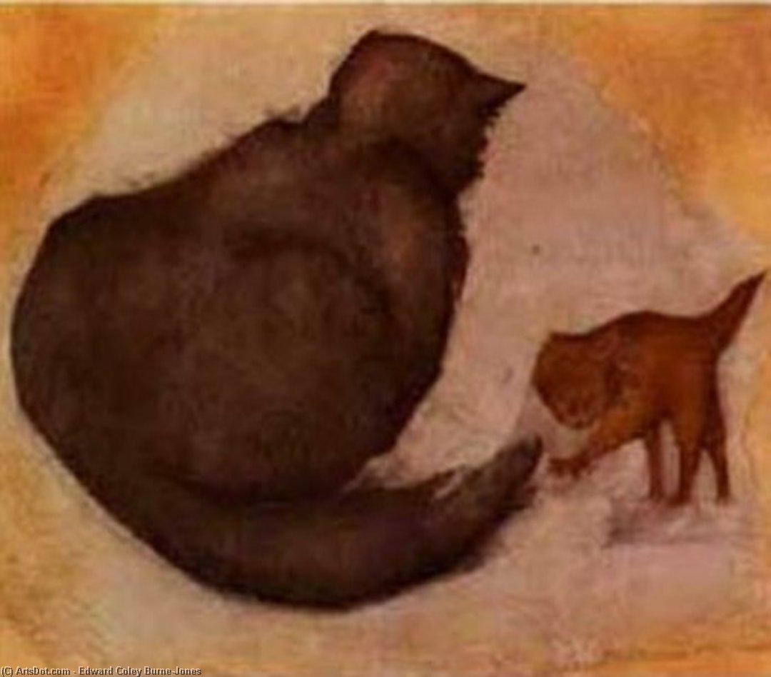  Paintings Reproductions Cat and Kitten by Edward Coley Burne-Jones (1833-1898, United Kingdom) | ArtsDot.com