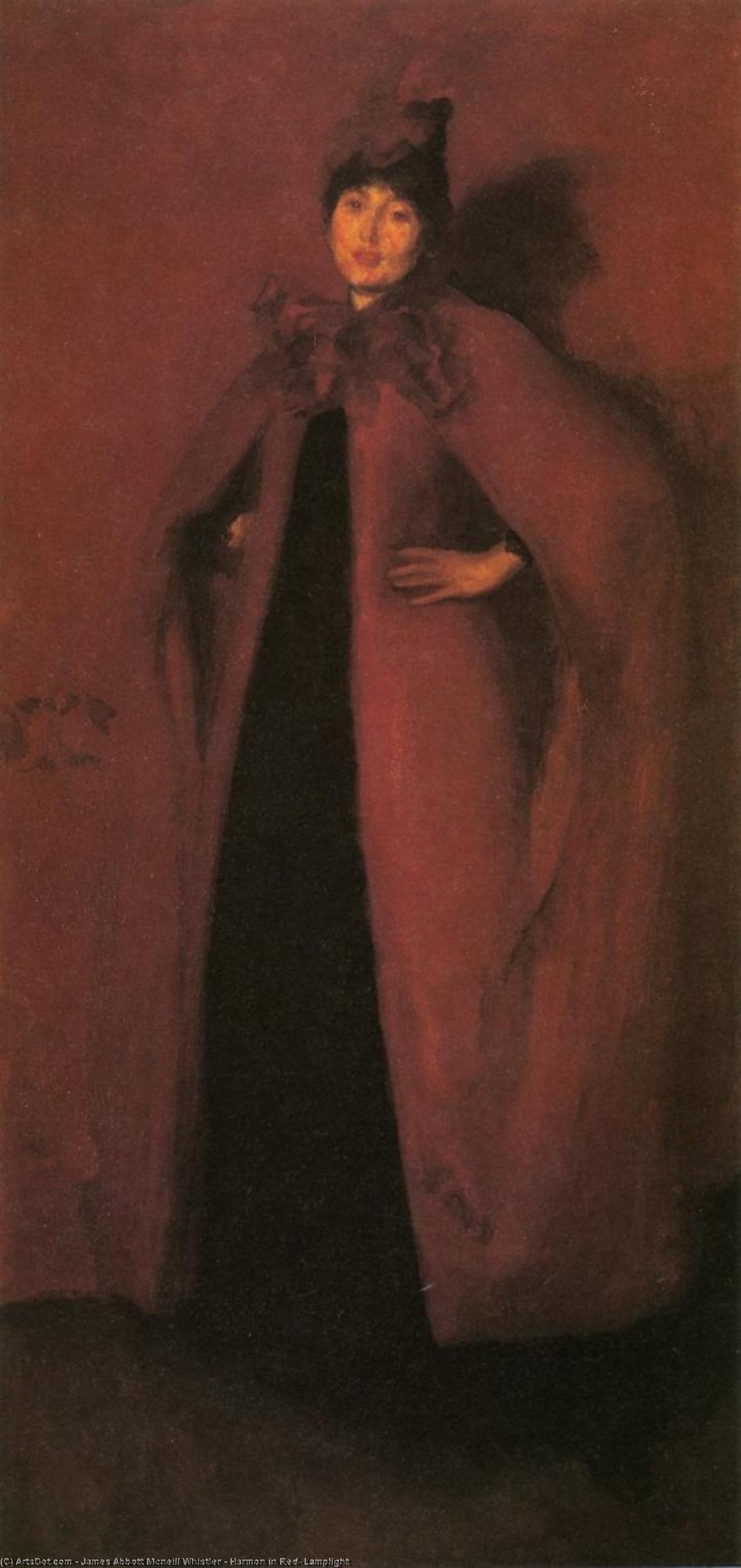  Paintings Reproductions Harmon in Red: Lamplight, 1886 by James Abbott Mcneill Whistler (1834-1903, United States) | ArtsDot.com