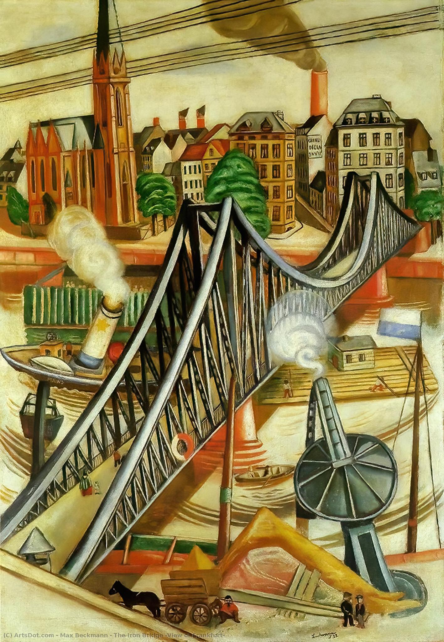  Paintings Reproductions The Iron Bridge (View of Frankfurt), 1922 by Max Beckmann (1884-1950, Germany) | ArtsDot.com