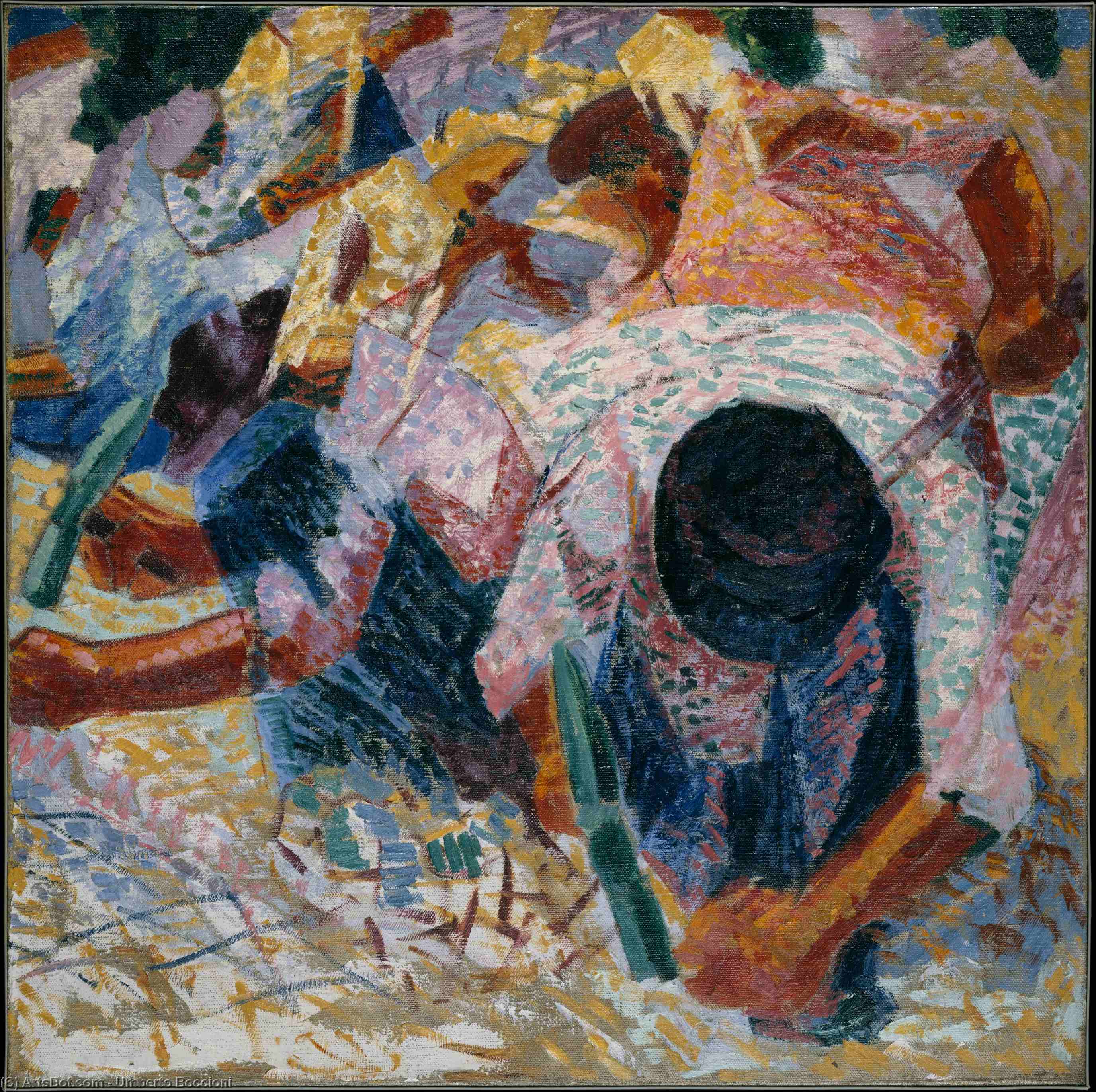  Oil Painting Replica The Street Pavers, 1914 by Umberto Boccioni (1882-1916, Italy) | ArtsDot.com