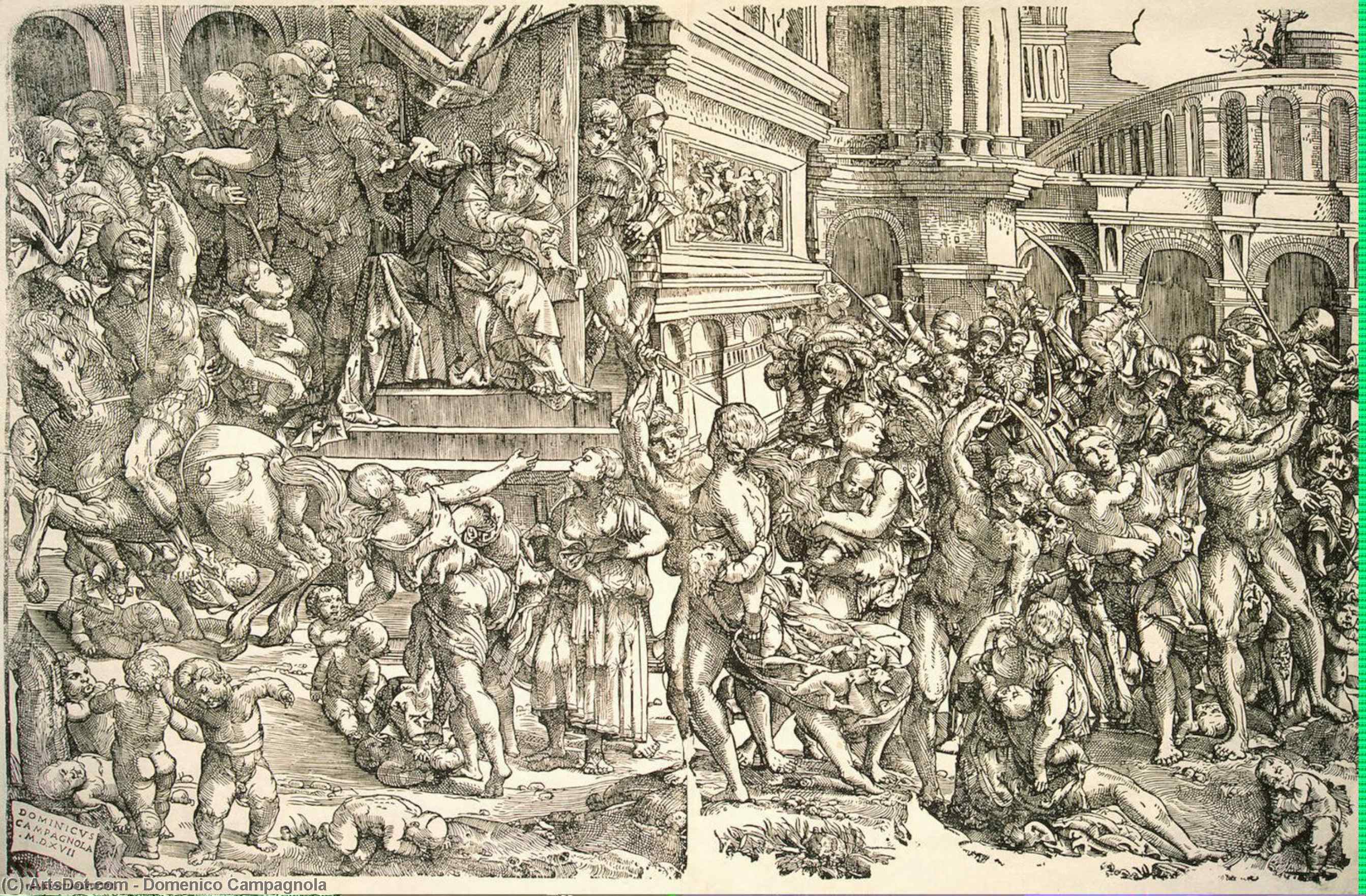 Order Paintings Reproductions Massacre of the Innocents, 1517 by Domenico Campagnola (1500-1564, Italy) | ArtsDot.com