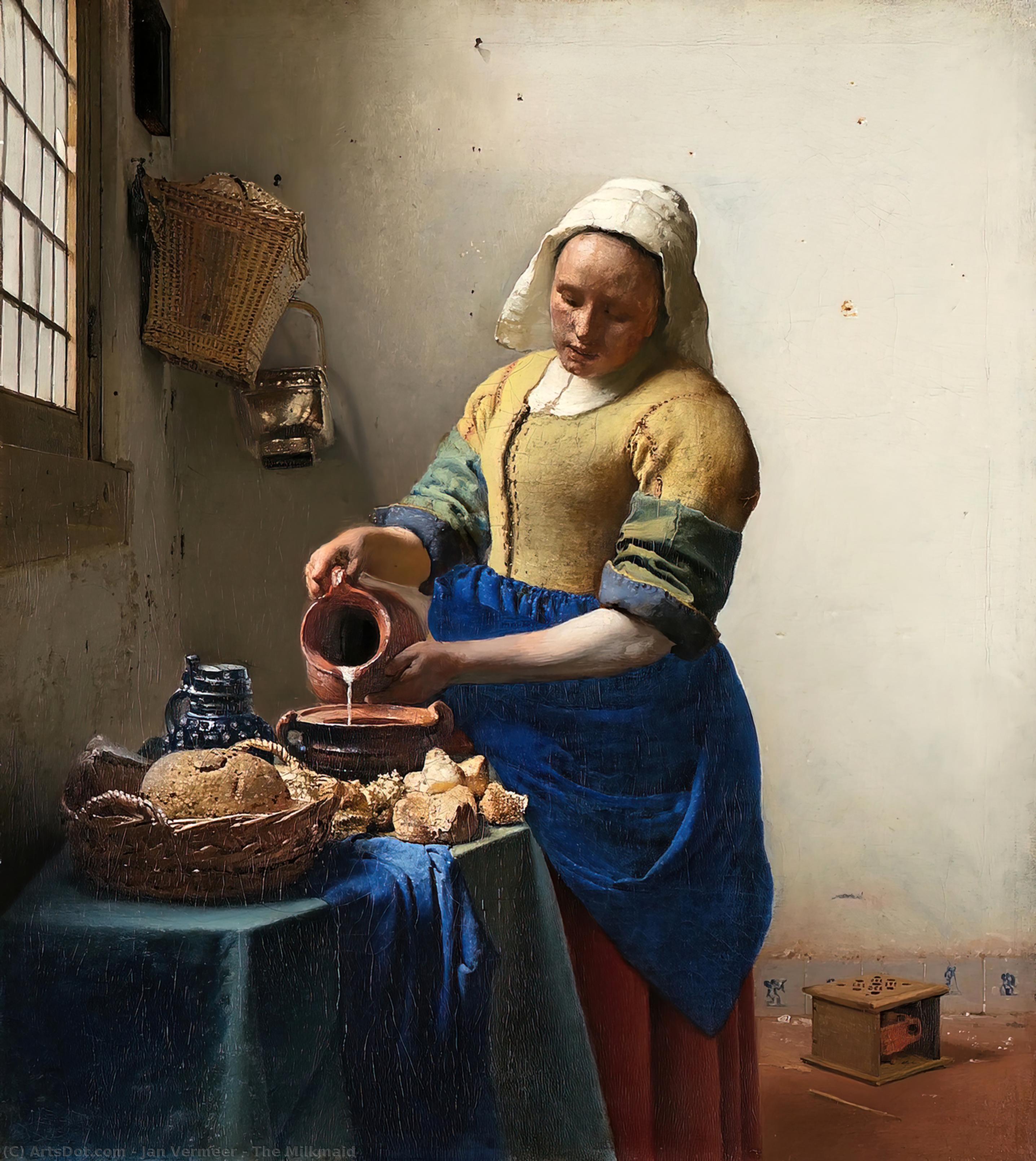 Order Oil Painting Replica The Milkmaid, 1658 by Johannes Vermeer (1632-1675, Netherlands) | ArtsDot.com