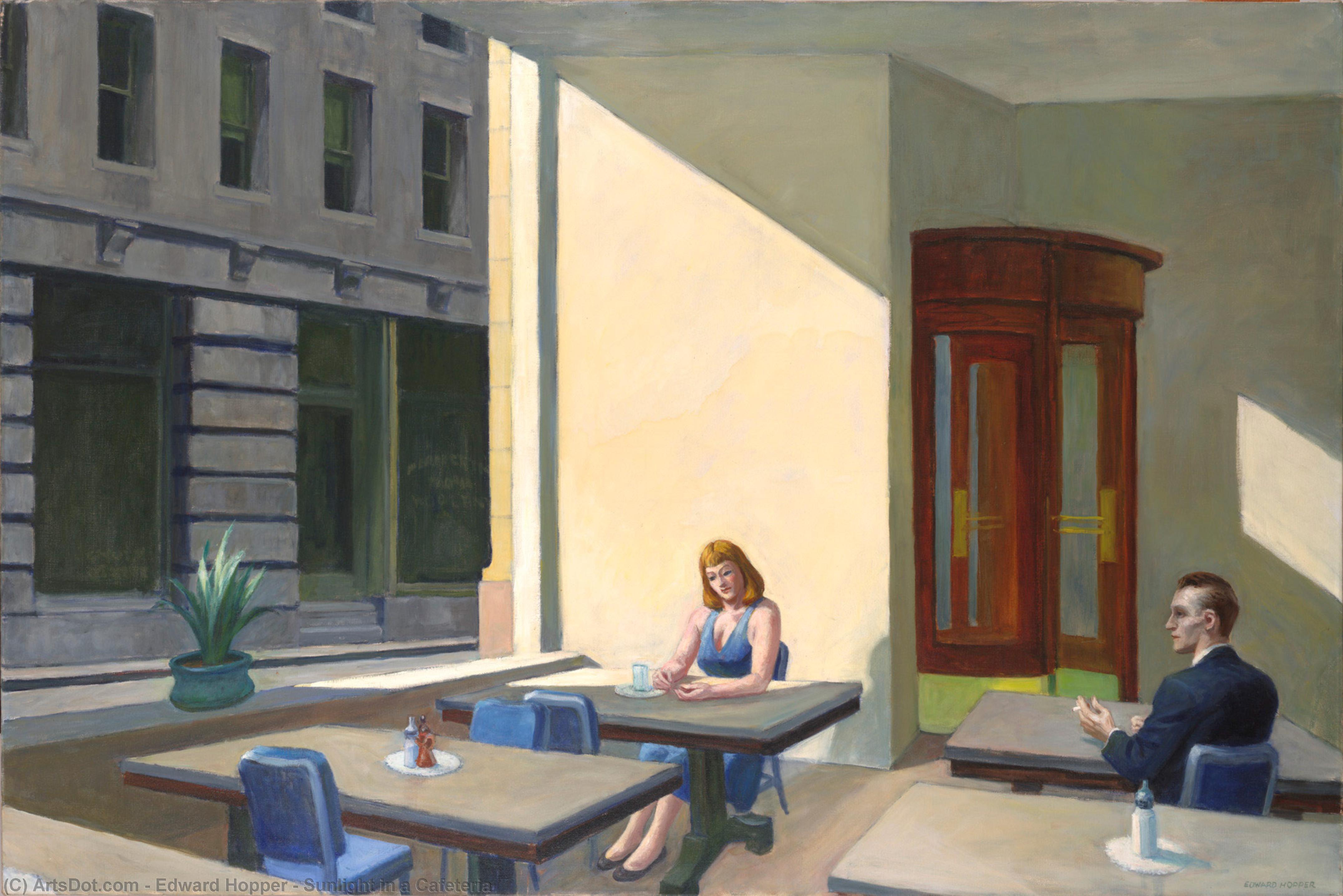  Oil Painting Replica Sunlight in a Cafeteria, 1958 by Edward Hopper (Inspired By) (1931-1967, United States) | ArtsDot.com