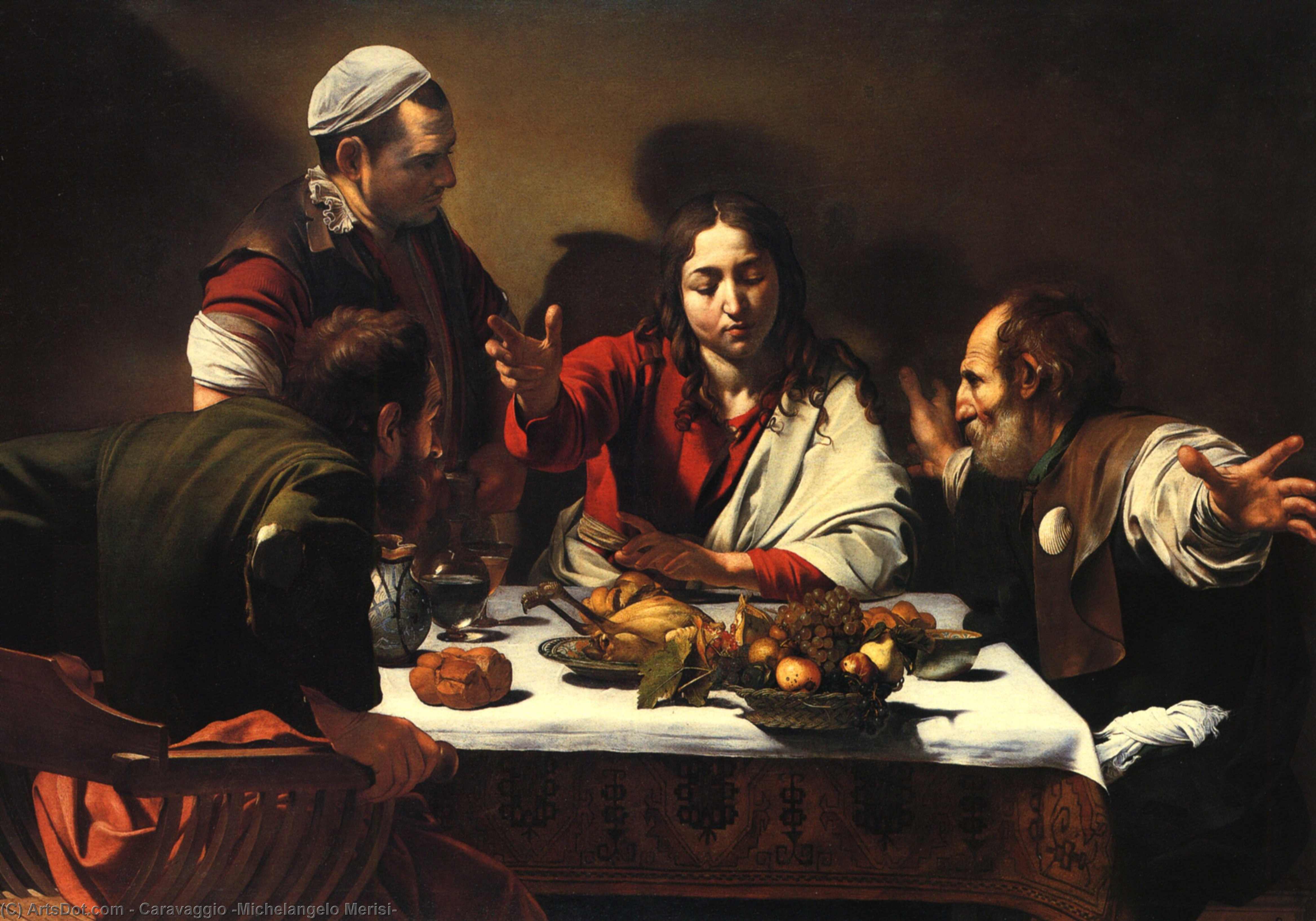 Order Oil Painting Replica The Supper at Emmaus by Caravaggio (Michelangelo Merisi) (1571-1610, Spain) | ArtsDot.com