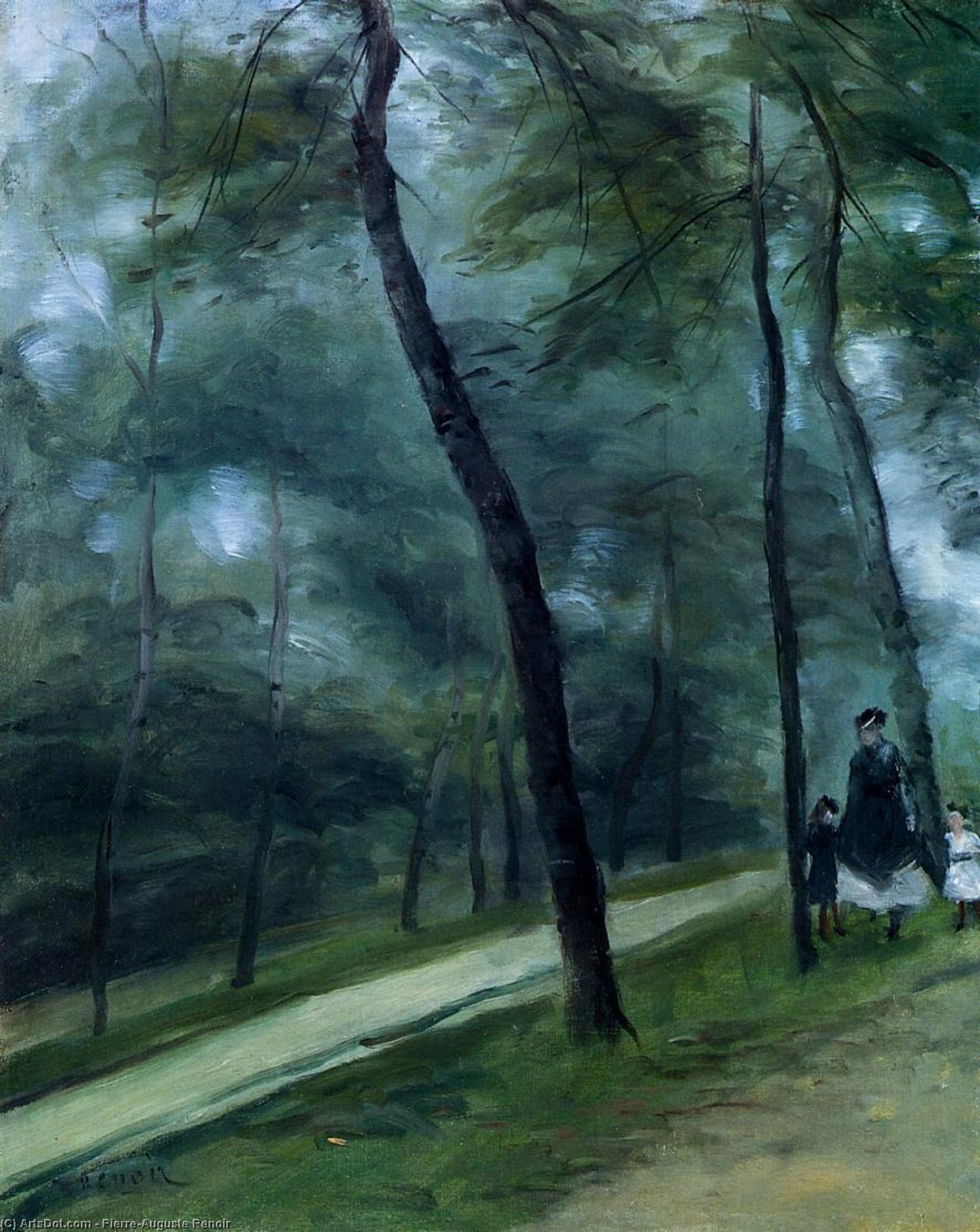  Museum Art Reproductions A Walk in the Woods aka Madame Lecoeur and Her Children by Pierre-Auguste Renoir (1841-1919, France) | ArtsDot.com
