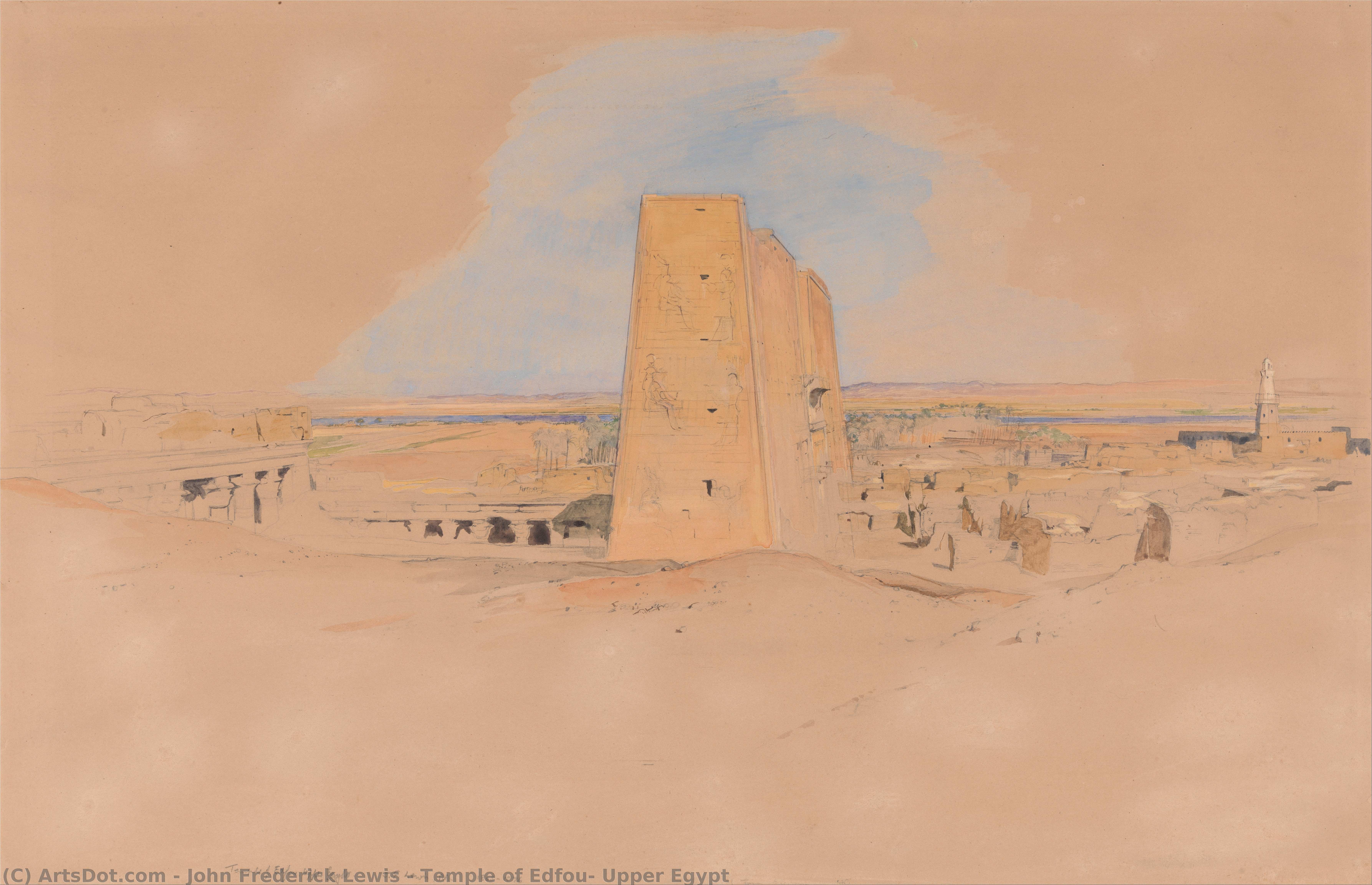  Artwork Replica Temple of Edfou, Upper Egypt, 1851 by John Frederick Lewis (1804-1876, United Kingdom) | ArtsDot.com