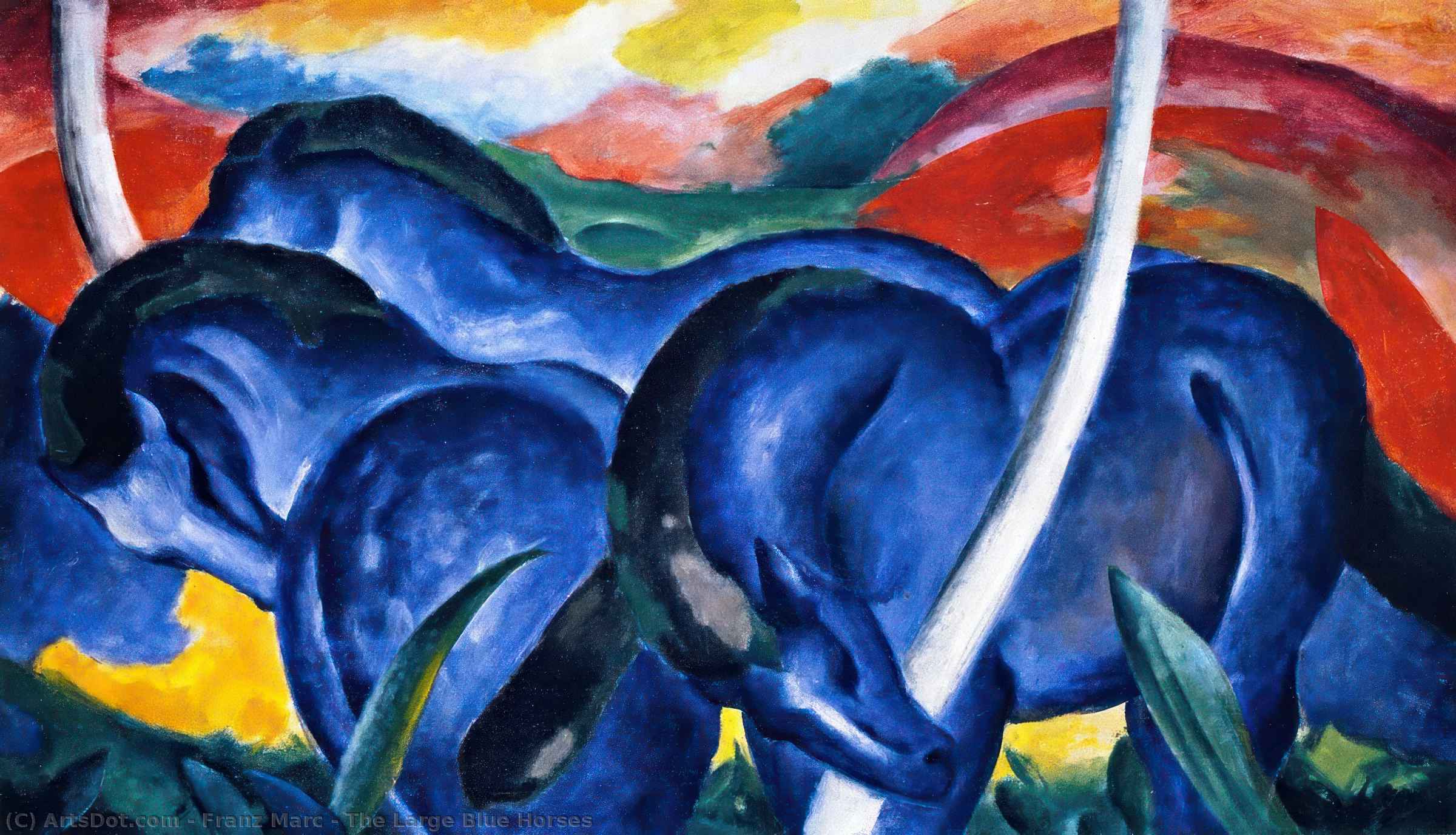  Paintings Reproductions The Large Blue Horses, 1911 by Franz Marc (1880-1916, Germany) | ArtsDot.com