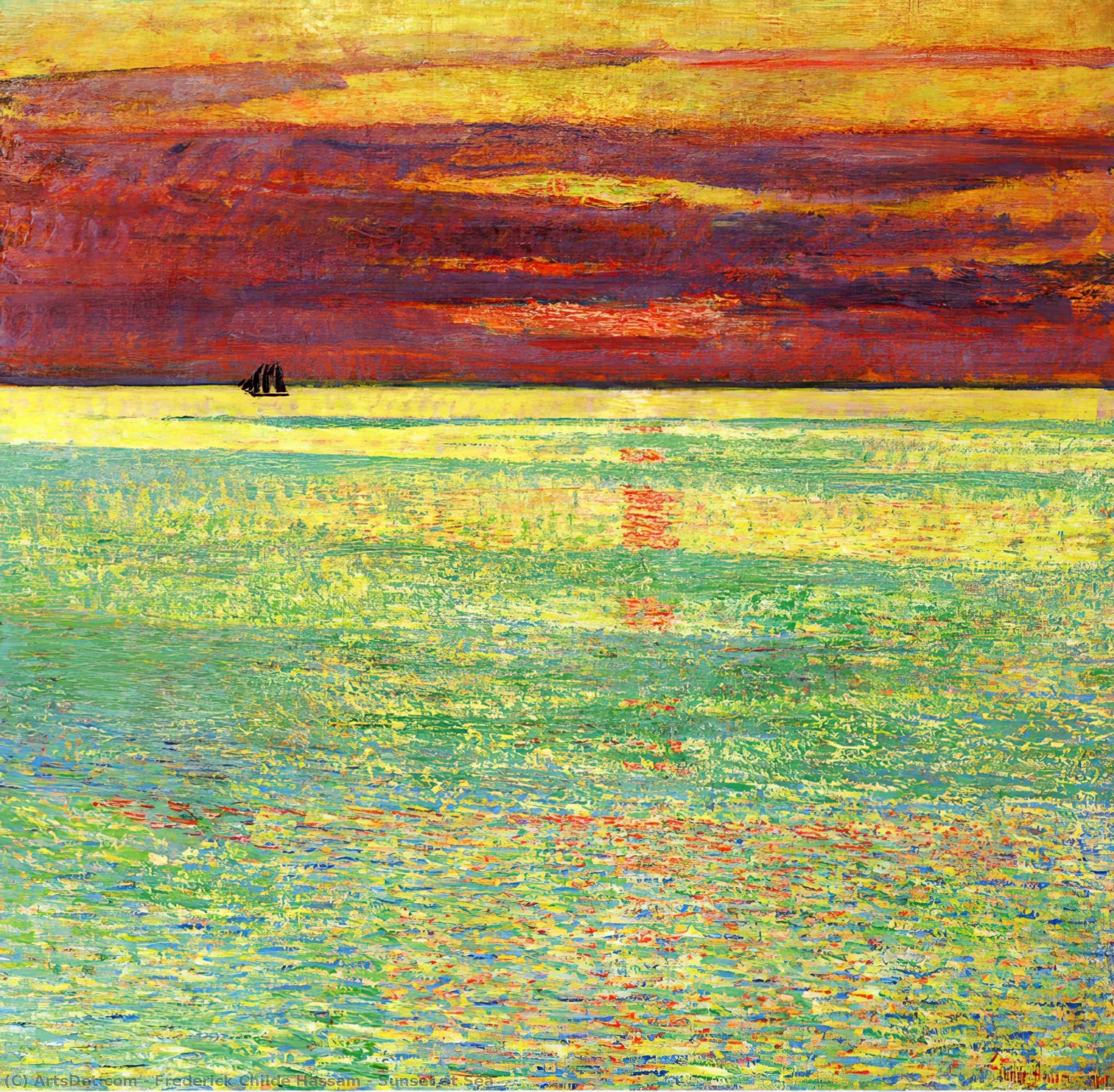  Museum Art Reproductions Sunset at Sea, 1911 by Frederick Childe Hassam (1859-1935, United States) | ArtsDot.com