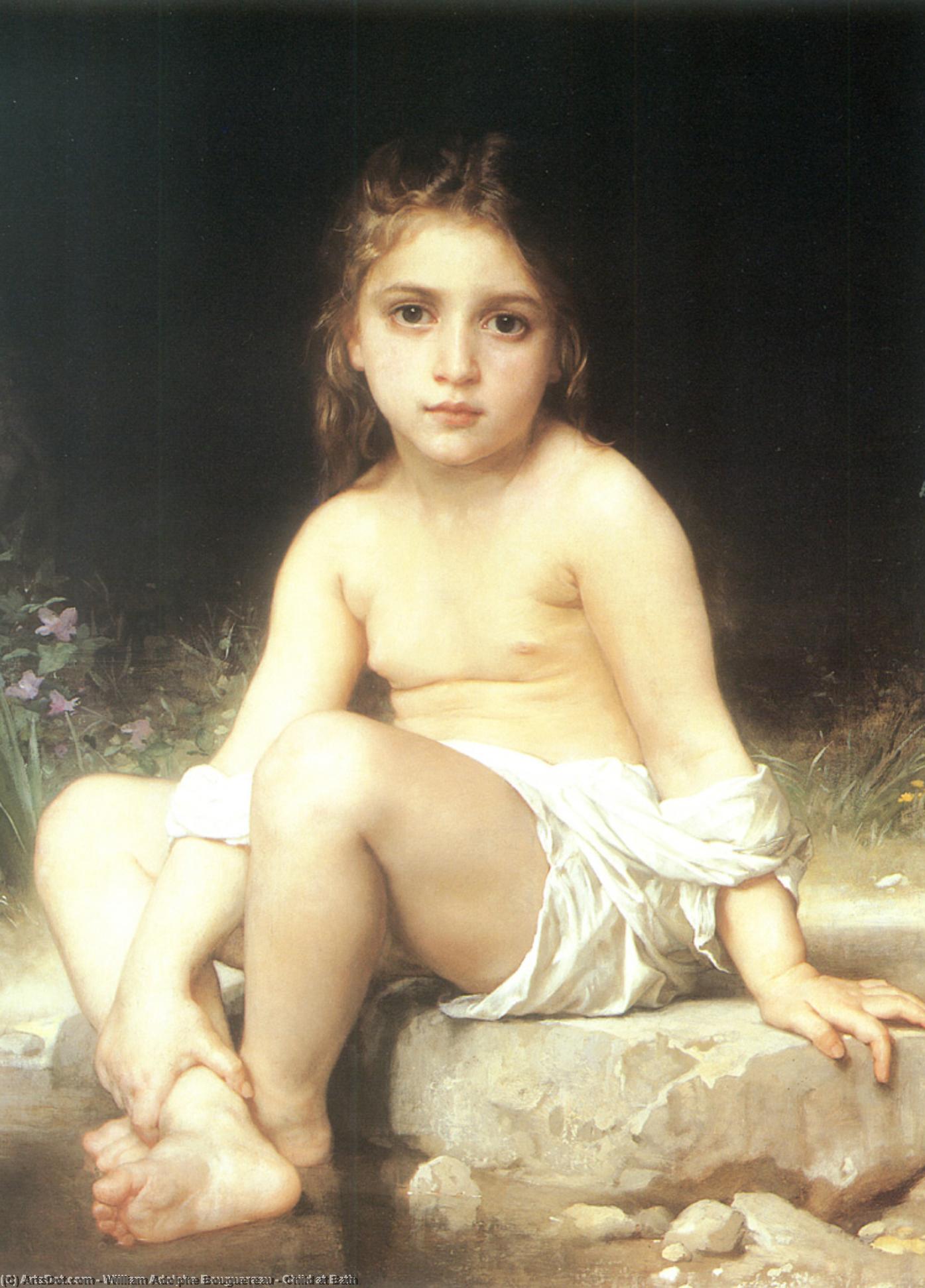  Art Reproductions Child at Bath, 1886 by William Adolphe Bouguereau (1825-1905, France) | ArtsDot.com