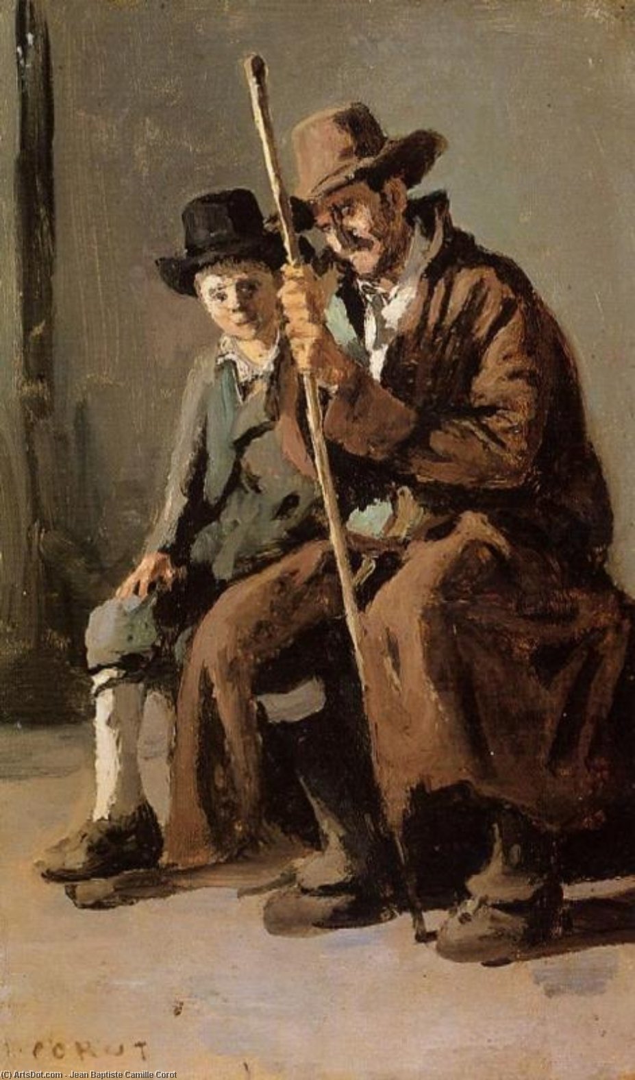  Museum Art Reproductions Two Italians, an Old Man and a Young Boy, 1843 by Jean Baptiste Camille Corot (1796-1875, France) | ArtsDot.com