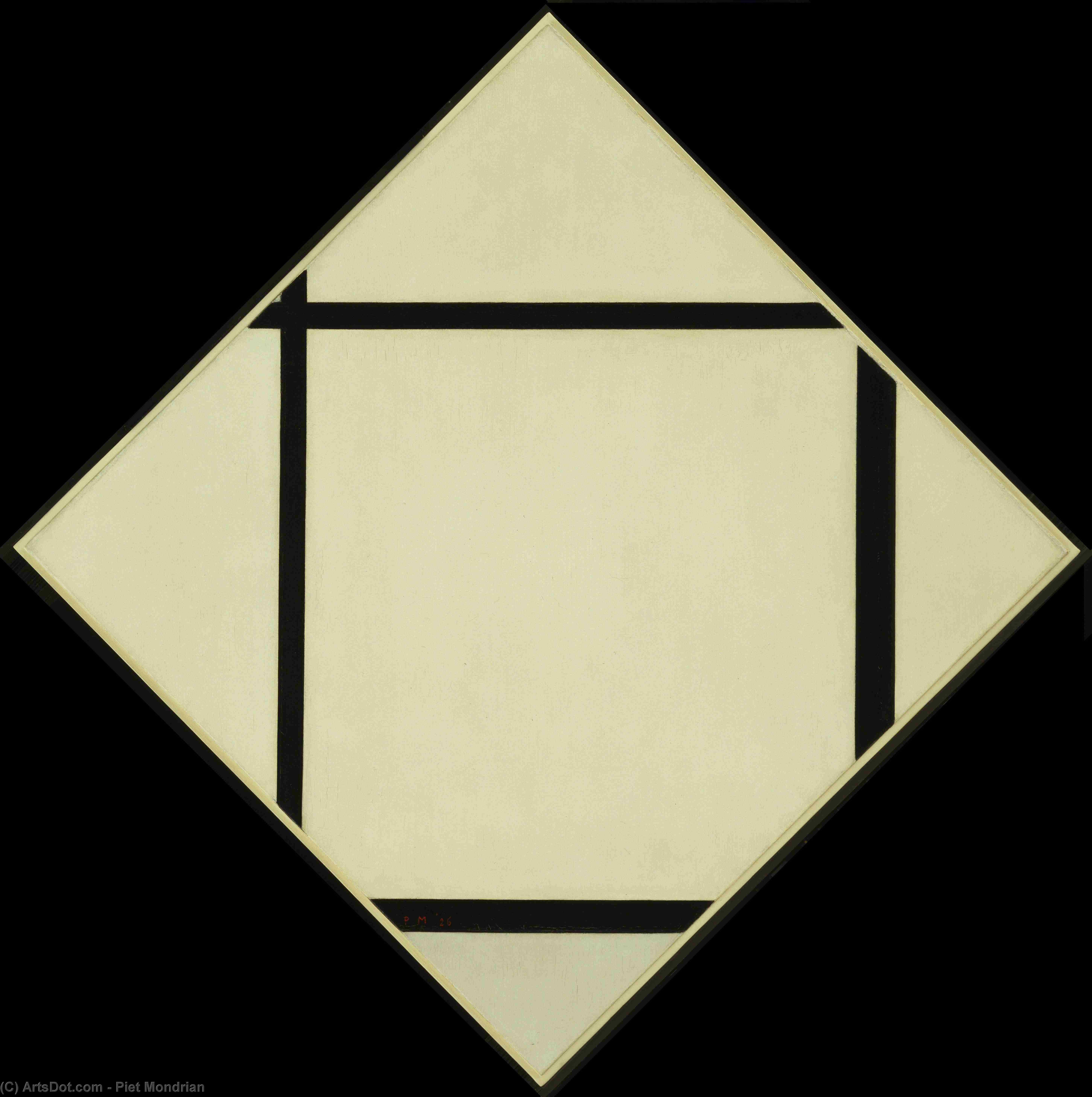  Museum Art Reproductions Tableau I Lozenge with Four Lines and Gray by Piet Mondrian (1872-1944, Netherlands) | ArtsDot.com
