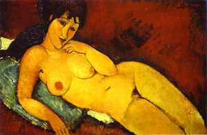 Amedeo Modigliani - Nude on a Blue Cushion