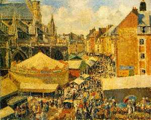 Camille Pissarro - The Fair at Dieppe. Sunny Morning. (La foire Ó Dieppe. Matin, soleil)