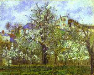 Camille Pissarro - Vegetable Garden and Trees in Blossom, Spring, Pontoise - (buy paintings reproductions)