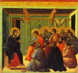 Duccio Di Buoninsegna - MaestÓ (back, central panel), Christ Taking Leave of His Apostles
