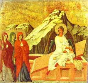 Duccio Di Buoninsegna - MaestÓ (back, central panel), The Three Women at the Tomb