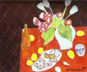Henri Matisse - Tulips and Oysters on Black Background