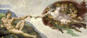 Michelangelo Buonarroti - The Creation of Adam - (own a famous paintings reproduction)