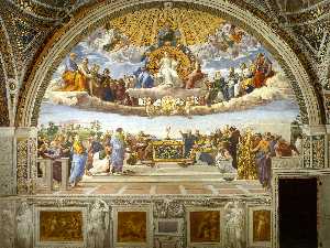 Raphael (Raffaello Sanzio Da Urbino) - Stanze Vaticane - Disputation of the Holy Sacrament (La Disputa)