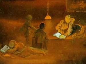 Salvador Dali - Reading. Family Scene by Lamplight, 1981