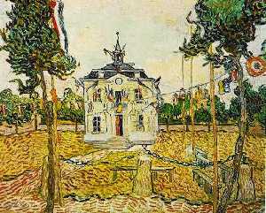 Vincent Van Gogh - Auvers Town Hall on 14 July 1890