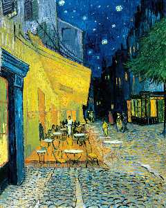 Vincent Van Gogh - Cafe Terrace on the Place du Forum, Arles, at Night - (buy oil painting reproductions)