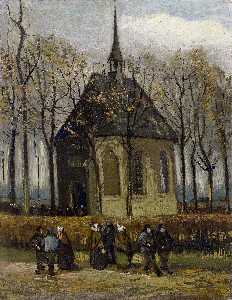 Vincent Van Gogh - Congregation Leaving the Reformed Church in Nuenen