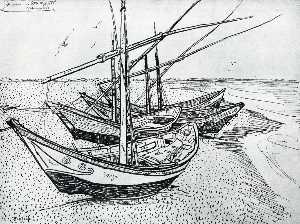 Vincent Van Gogh - Fishing Boats on the Beach at Saintes-Maries