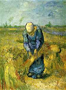 Vincent Van Gogh - Peasant Woman Binding Sheaves after Millet