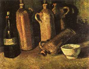 Vincent Van Gogh - Still Life with Four Stone Bottles, Flask and White Cup