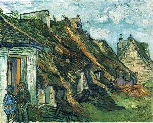 Vincent Van Gogh - Thatched Sandstone Cottages in Chaponval