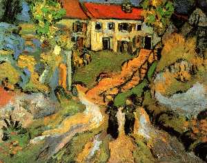 Vincent Van Gogh - Village Street and Steps in Auvers with Two Figures