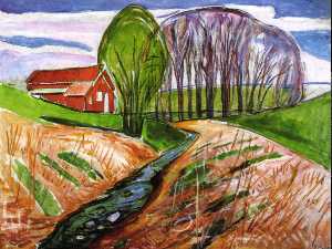 Edvard Munch - Spring landscape in the red house