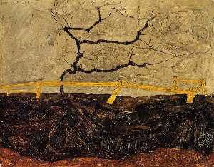 Egon Schiele - Bare Tree behind a Fence