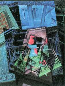 Juan Gris - Still Life before an Open Window aka Place Ravignan - (buy famous paintings)