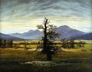 Caspar David Friedrich - Village Landscape in Morning Light (The Lone Tree)