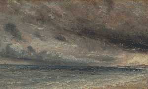 John Constable - The Coast at Brighton - Stormy Evening